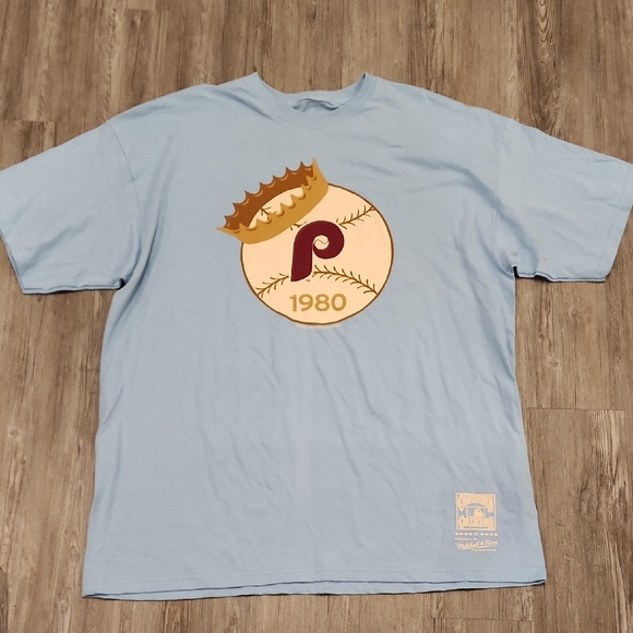 Mitchell & Ness Cooperstown Collection Blue Philadelphia Phillies T-Shirt - Picture 1 of 6